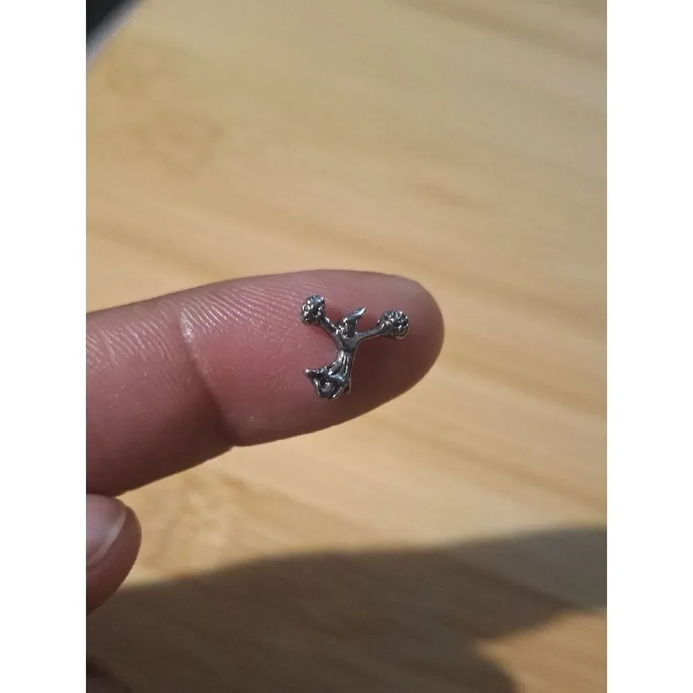 Silver-Tone Cheerleader Charm For Floating Lockets